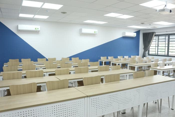 Lecture hall with tiered seating at Mekong University